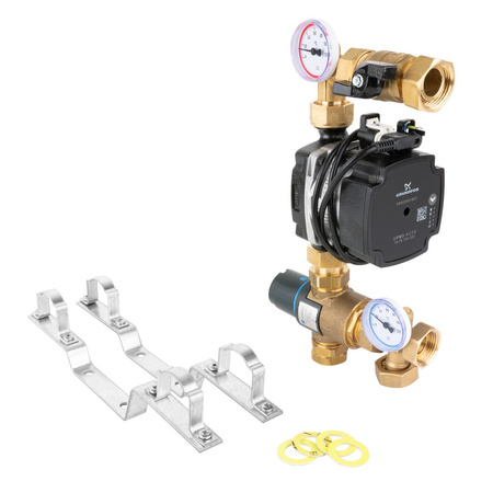 Grupa pompowa AFRISO BTU 502 nakrętka x nakrętka 1'' x 1'', z zaworem mieszającym, z pompą obiegową Grunfos UPM3 Auto