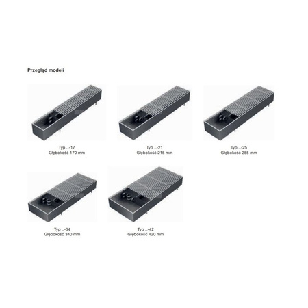 Grzejnik konwektorowy ZEHNDER Terraline, wym. 170 x 4800 mm, kolor czarny, moc 6200 W