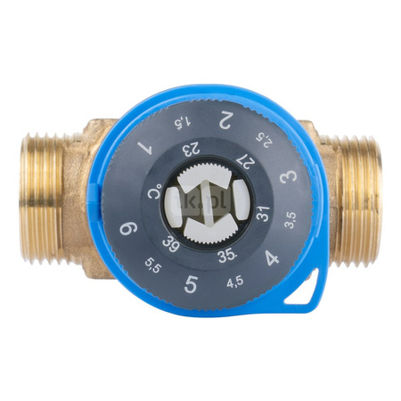 Zawór regulacyjny termostatyczny do wody ciepłej AFRISO ATM 341 ze śrubunkami mosiądz GZ 3/4'', DN 15, zakres temp. 20-43'C, Kvs 1.6 m3/h, maksymalna temperatura 90'C, maksymane ciśnienie 10 bar