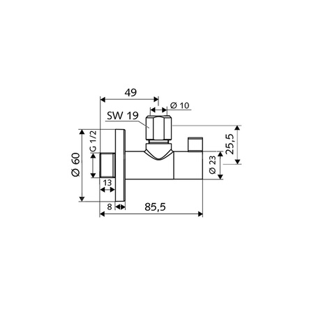 Zawór kątowy wing 1/2" x 3/8" chrom