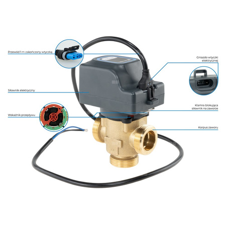3-drogowy zawór strefowy AZV 844, DN25, G1 1/4'', Kvs 11, 230 V AC, AB-B