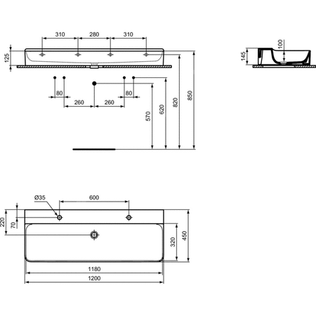 CONCA UMYWALKA 120 2OTW. NOF SZLIFOWANA