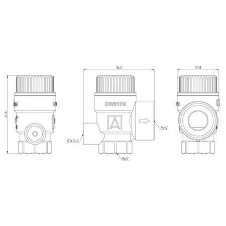 Zawór przelewowy AFRISO MS z wyjściem na manometr mosiądz 3 bar GW 1/2'' x 3/4''