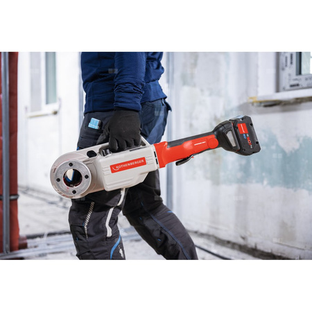 SUPERTRONIC 2000E z imadłem z głowicami BSPT R 1/2"-3/4"-1"-1 1/4"-1 1/2"-2" z adapterem ROFIX z akumulatorem 8.0AH ProCORE 18V i ładowarką AMP