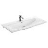 Umywalka GEBERIT Selnova Square prostokątna, biała, 1000mm, otwór na baterię na środku, nakładany od góry, z odpływem przelewowym, półka od ściany