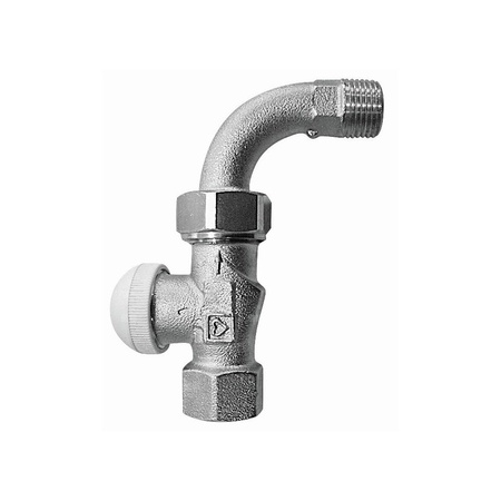 Zawór grzejnikowy termostatyczny HERZ TS-90 prosty z kolanem, połączenie 1/2'' (niklowanie) zielony