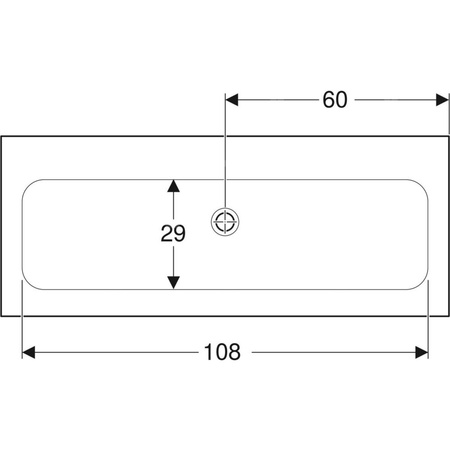 Umywalka GEBERIT iCon 2-stanowiskowa prostokątna, biała, 1200mm, bez otworu na baterię, nakładany od góry, bez odpływu przelewowego, półka od ściany