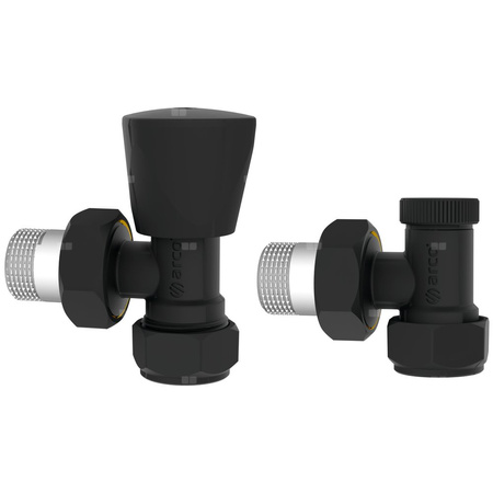 Zawór grzejnikowy ARCO TEIDE PLUS kątowy (kąt prosty), połączenie 1/2'' x 15 czarny