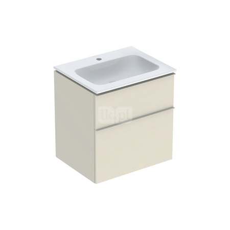 Umywalka GEBERIT iCon prostokątna, biała, 750mm, otwór na baterię na środku, nakładany od góry, bez odpływu przelewowego, półka od ściany