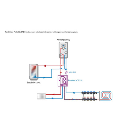 Rozdzielacz do ogrzewania podłogowego AFRISO ProCalida EF1 K 9-obieg. poliamid GZ 1" x Eurocono 3/4" + przepływomierz + zawór napełn/spust