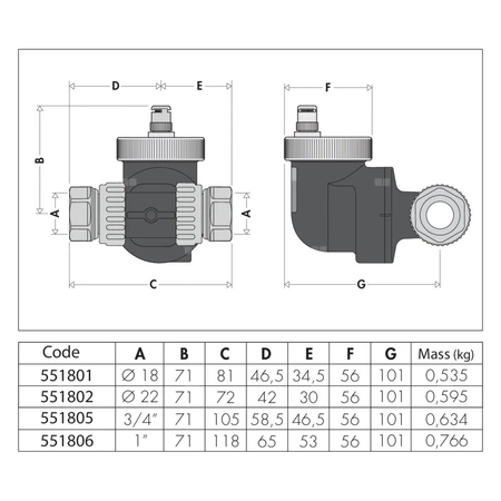 DISCALSLIM - Separator powietrza. Korpus z technopolimeru 1" GW