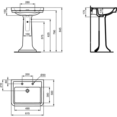 CALLA UMYWALKA 61.5X50 2TH OF WHT