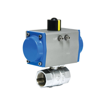 Zawór odcinający kulowy mosiężny, typ PKO gwintowany z napędem pneumatycznym jednostronnego działania, Pnom=2,5MPa, Tmax=180C 1/4"