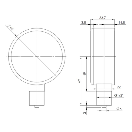 Ciśnieniomierz różnicowy AFRISO KP D201 0/250 mbar mosiądz G1/2B radialne fi 80, kl. 1.6%