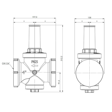 Standardowy reduktor ciśnienia wody BPR 409, GW G4'', 1 ÷ 5,5 bar