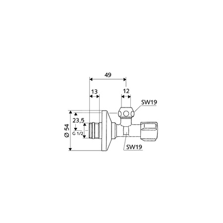 Regulacyjny zawór kątowy COMFORT 1/2"-12mm chrom z ASAG