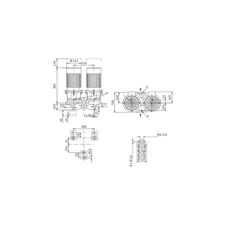 Pompa obiegowa WILO CronoTwin-DL 125/340-30/4-IE3 typu in-line z silnikiem znormalizowanym 50 Hz, moc silnika 30kW 54.3 A 1450 obr/min, wlot Kołnierz DN 125