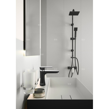 SQUERTO BLACK zestaw natryskowy z deszczownią, czarny