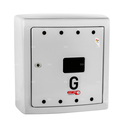 Skrzynka gazowa, 600x600x250, naścienna, z laminatu - popielata