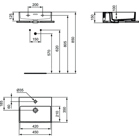 EXTRA UMYWALKA 45X35 OF 1TH WHT