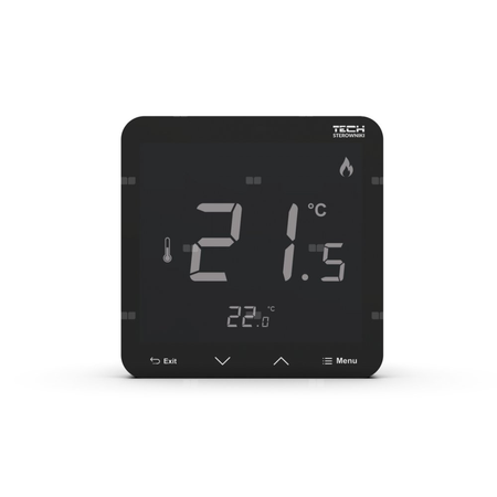 Bezprzewodowy regulator pokojowy zasilany 230V dopuszkowy czarny, model R-8pz PLUS