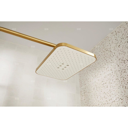 Deszczownia Malaga z baterią termostatyczną, natryskową, ścienną, PVD brushed light gold