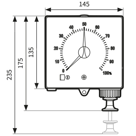 Czujnik pneumatyczny poziomu cieczy AFRISO Unitel do oleju, zakres 0-3 m (dokł. 3%), tworzywo sztuczne