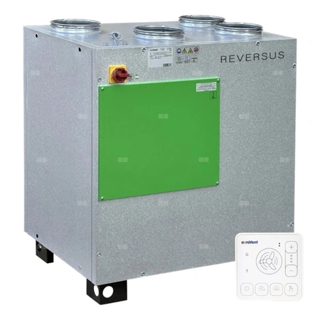 Rekuperator Reversus 650+ z panelem Wi-Fi, z wymiennikiem przeciwprądowym (wydatek 650 m³/h), z by-passem, z podstawą do montażu na podłodze