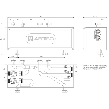 Łącznik z izolacją w szafce do połączenia zestawów AHB oraz AZB AFRISO PrimoBox AJB 110