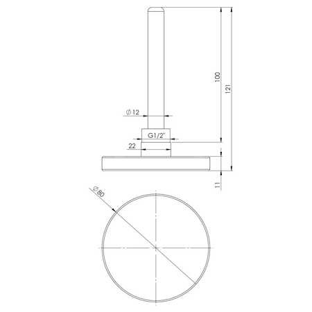 Termometr bimetaliczny AFRISO BiTh fi 80 mm 0…120'C tuleja 100 mm połączenie ax
