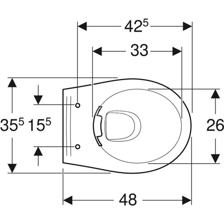 REKORD Miska ustępowa wisząca lejowa, Rimfree, krótka 48cm (deski tylko z montażem od góry)