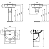 Umywalka IDEAL STANDARD Eurovit owalna (montażu z postumentem lub półpostumentem ), biała, 550mm, otwór na baterię na środku, wiszący, bez odpływu przelewowego