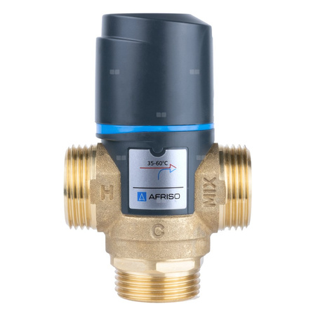 Zawór regulacyjny termostatyczny do wody ciepłej AFRISO ATM 363 mosiądz GZ 1'', DN 20, zakres temp. 35-60'C, Kvs 1.6 m3/h, maksymalna temperatura 90'C, maksymane ciśnienie 10 bar
