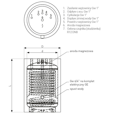 Wymiennik SGW(S) Tower Grand TOP 160 em, 1w, 2.0m2 do pomp ciepła, poliuretan, skay biały