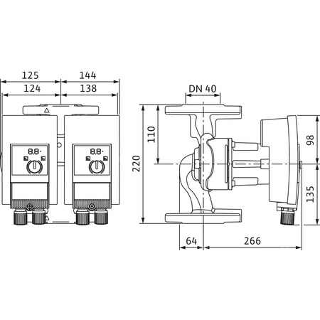 Pompa obiegowa WILO Yonos MAXO-D 40/0,5-8 PN6/10 1 x 230 V 50/60 Hz, PN 6/10bar