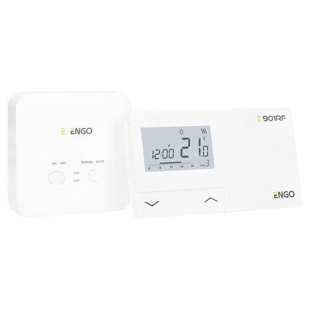 Termostat ENGO CONTROLS E901-RF bezprzewodowy zasilanie bateria włącz/wyłącz 5..35'C 230 V 16 A