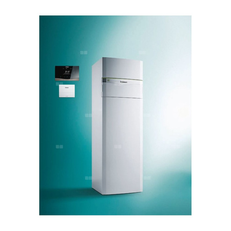 Pakiet systemowy OZE - Pompa ciepła gruntowa solanka-woda VAILLANT VWF 58/4 flexoCOMPACT 5.3 kW 400 V + Regulator sensoCOMFORT VRC 720 + Zasobnik c.w.u. 185 l + Moduł komunikacji internetowej VR 940f