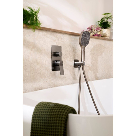 Zestaw natryskowy Malaga, podtynkowy, PVD gun metal grey