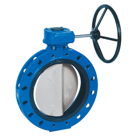 Przepustnica kołnierzowa SYLAX z przekładnią ślimakową, dysk: AISI316, wykładzina: EPDM, korpus: GGG40 epoksyd., Pnom 1,6 MPa, tmax=120 st.C DN 350 (PN16)