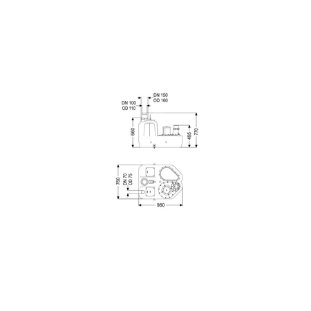 Przepompownia Aqualift XL Mono, 1500-S3, 400 V 200 l, bez zasuwy odcinającej