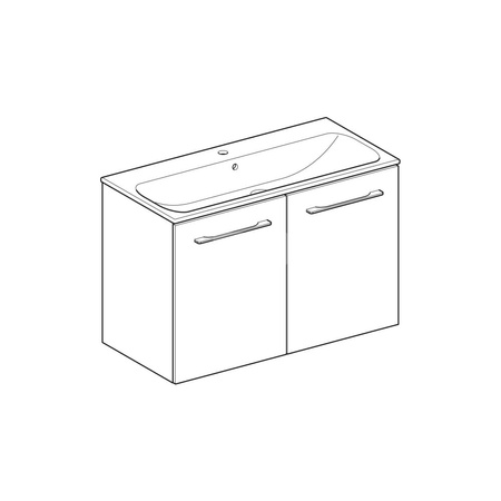 Umywalka GEBERIT Selnova Square prostokątna, biała, 1000mm, otwór na baterię na środku, nakładany od góry, z odpływem przelewowym, półka od ściany