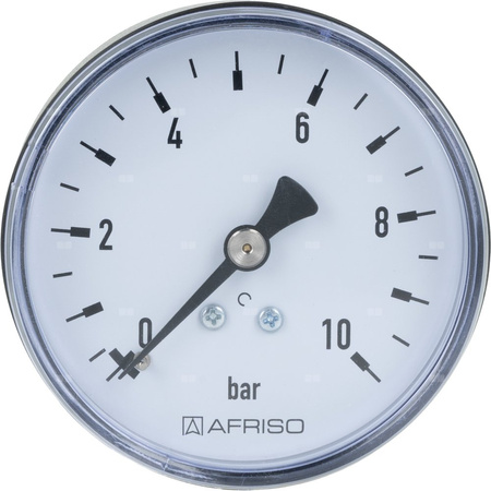 Manometr z rurką Bourdona AFRISO RF grzewczy 0/10 bar G1/4B aksjalne fi 63 mm, kl. 2.5%