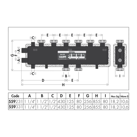 SEPCOLL 3+1 Rozdzielacz ze sprzęgłem hydraulicznym do instalacji grzewczych, 125 mm