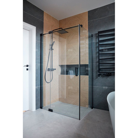 Zestaw natryskowy przesuwny KFA Armatura LOGON PREMIUM czarny, wąż 1500 mm, z deszczownicą