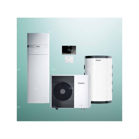 Pakiet Systemowy OZE - Pompa ciepła powietrzna powietrze-woda monoblok VAILLANT VWL 35/6A aroTHERM plus 3.6 kW 400 V + Centrala grzewcza uniTOWER VIH QW 190/6E + Moduł komunikacji internetowej VR 940f + Zasobnik buforowy VP RW 50 + Regulator sensoCOMFORT 