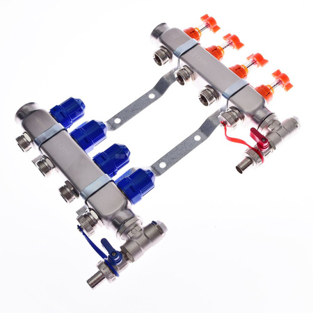 Rozdzielacz do ogrzewania podłogowego QIK Optimo BASIC III - RNZT-2-50 13-obieg. inox GW 1'' x GZ 3/4'' + przepływomierz