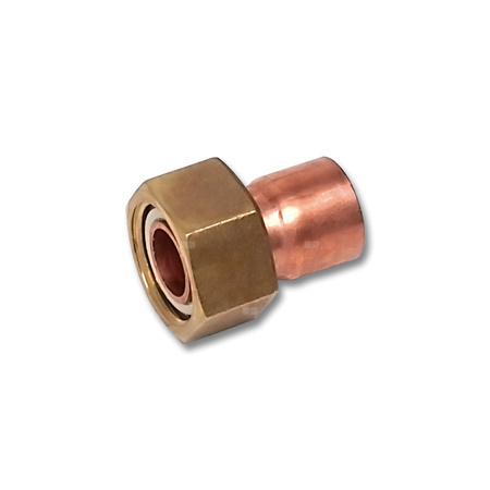Półśrubunek SANHA 5240G dwuczęściowy, miedź, 15 mm x 3/4'' (lut wewnętrzny x GW)