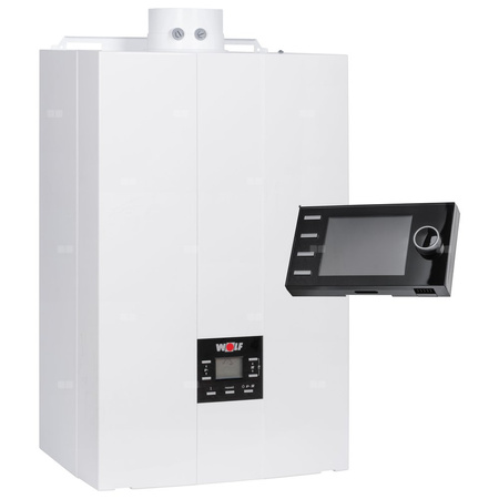 Pakiet - Kocioł gazowy dwufunkcyjny WOLF FGB-K-28 kondensacyjny wiszący 5.3 - 27.3 kW + RegulatorBM-2