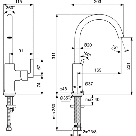 JOY NEO Bateria umywalkowa 1OT REGULAR CHR
