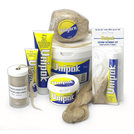 Zestaw uniwersalny z pastą Unipak 50 g pakuł + 65 g Unipak + Unitape PTFE Tape
